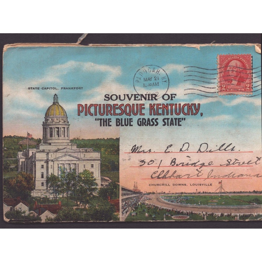 Vintage 1922 Picturesque Kentucky Souvenir Mailer Folder Frankfort Louisville